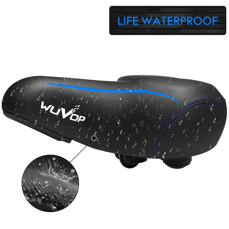 WUVOP Oversized Bike Seat  Wide Bicycle Seat for Women Men Comfort  Universal Waterproof Bike Saddle Replacement with Safety Reflective Strip for Peloton  Exercise Bikes  Cruiser  City Bikes - Image 4